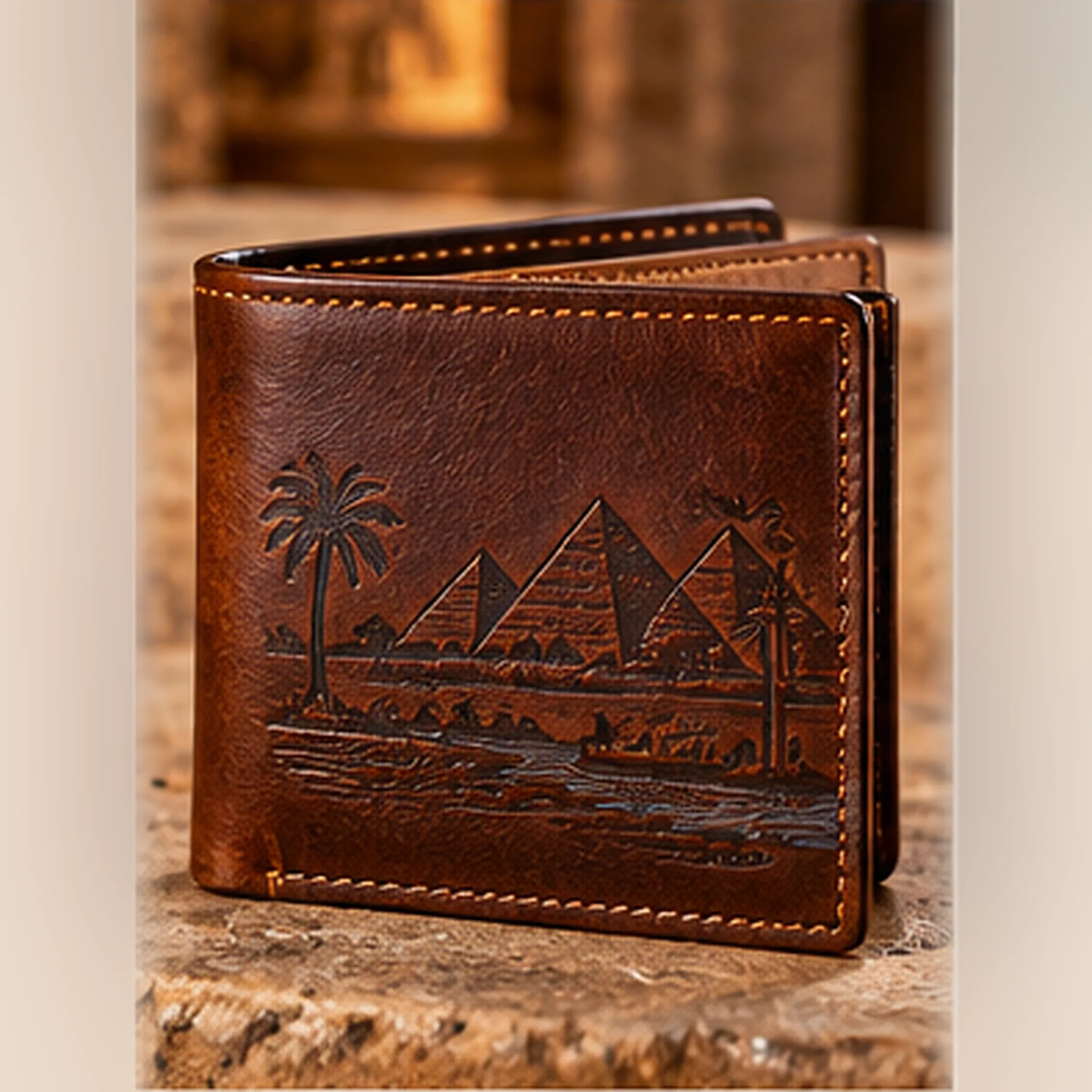 Engraved Leather Wallet